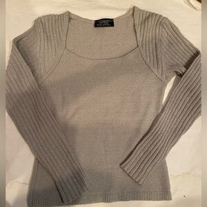 Silver Lurex sweater MEDIUM. Long sleeve Metallic silver sweater